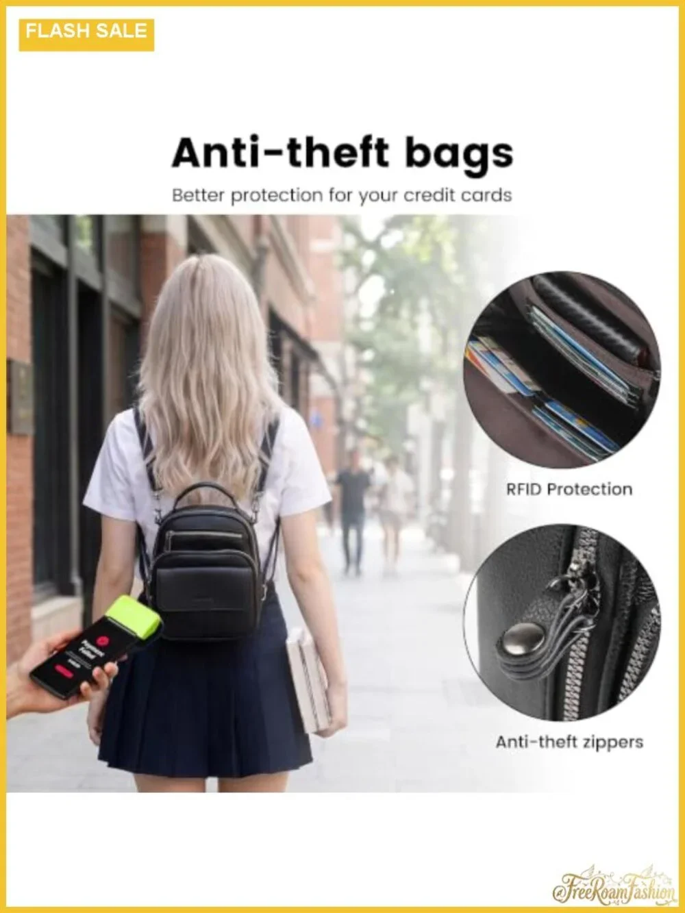 Mini PU Leather Backpack Purse for Women - RFID Blocking Daypack